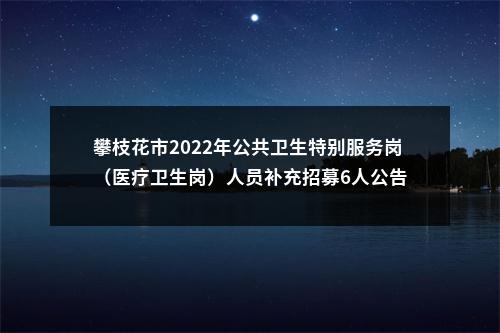 攀枝花市2022年公共卫生特别服务岗（医疗卫生岗）人员补充招募6人公告 图片